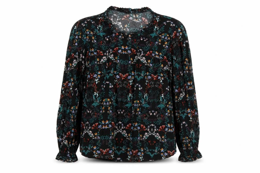 Bexleys Womens Black Floral  Basic Blouse One Size