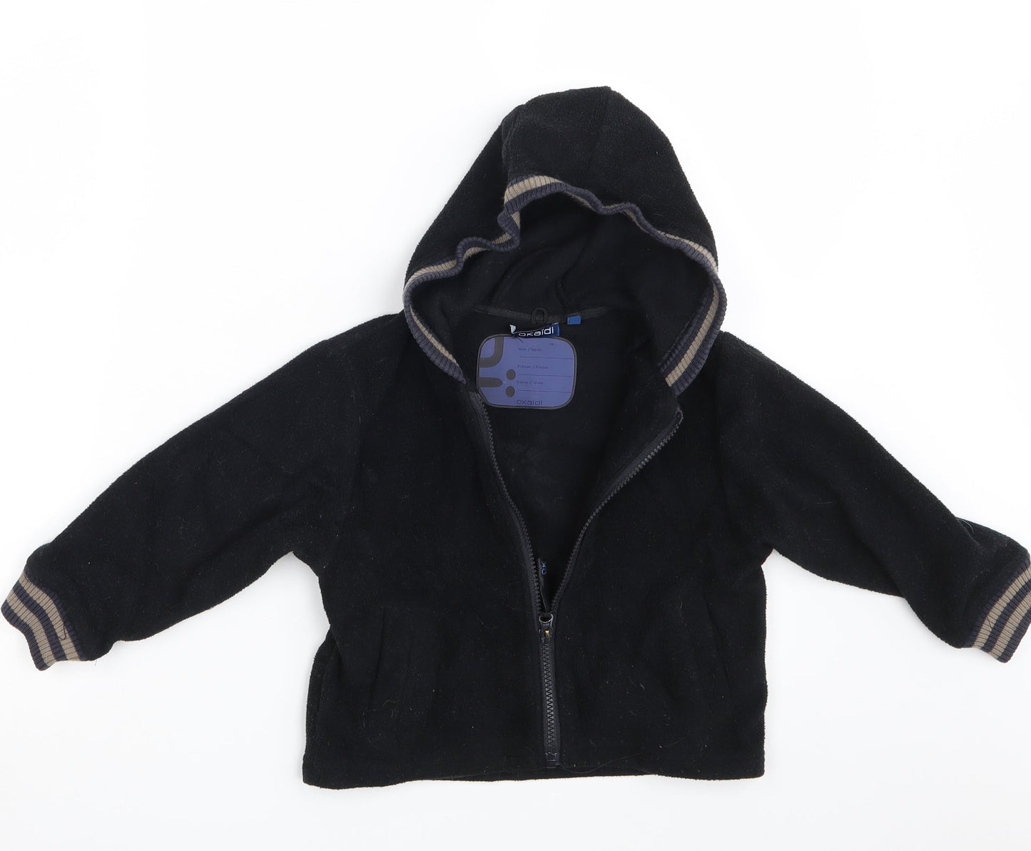 Okaidi Girls Black   Full Zip Hoodie Size 3 Years