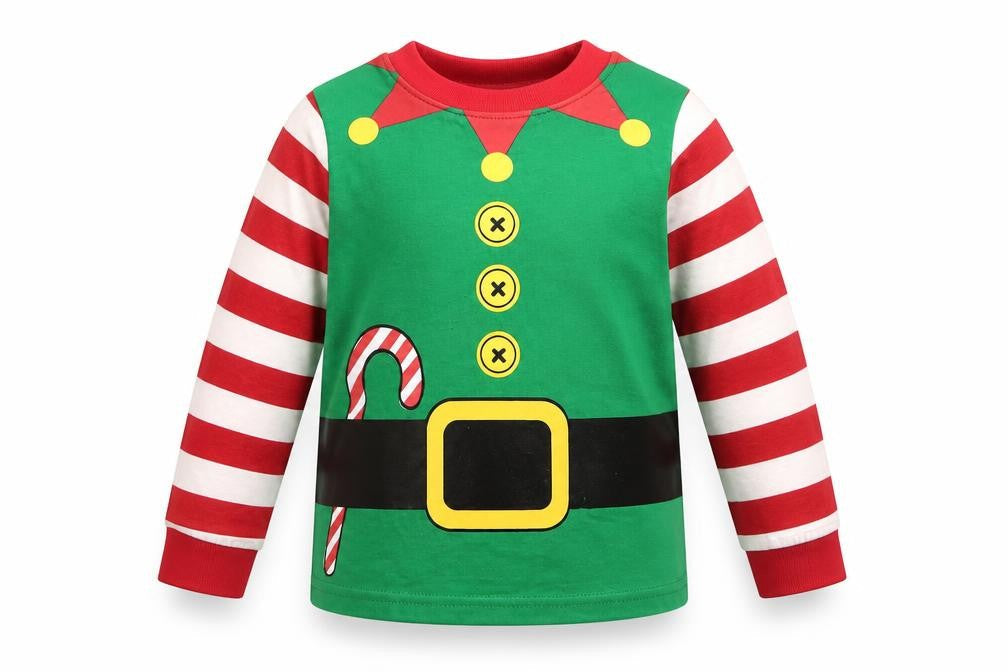 Made By Elves Boys Green Striped  Basic T-Shirt Size 2-3 Years