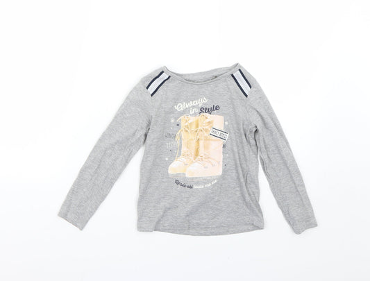 girls wear Girls Grey   Basic T-Shirt Size 10 Years