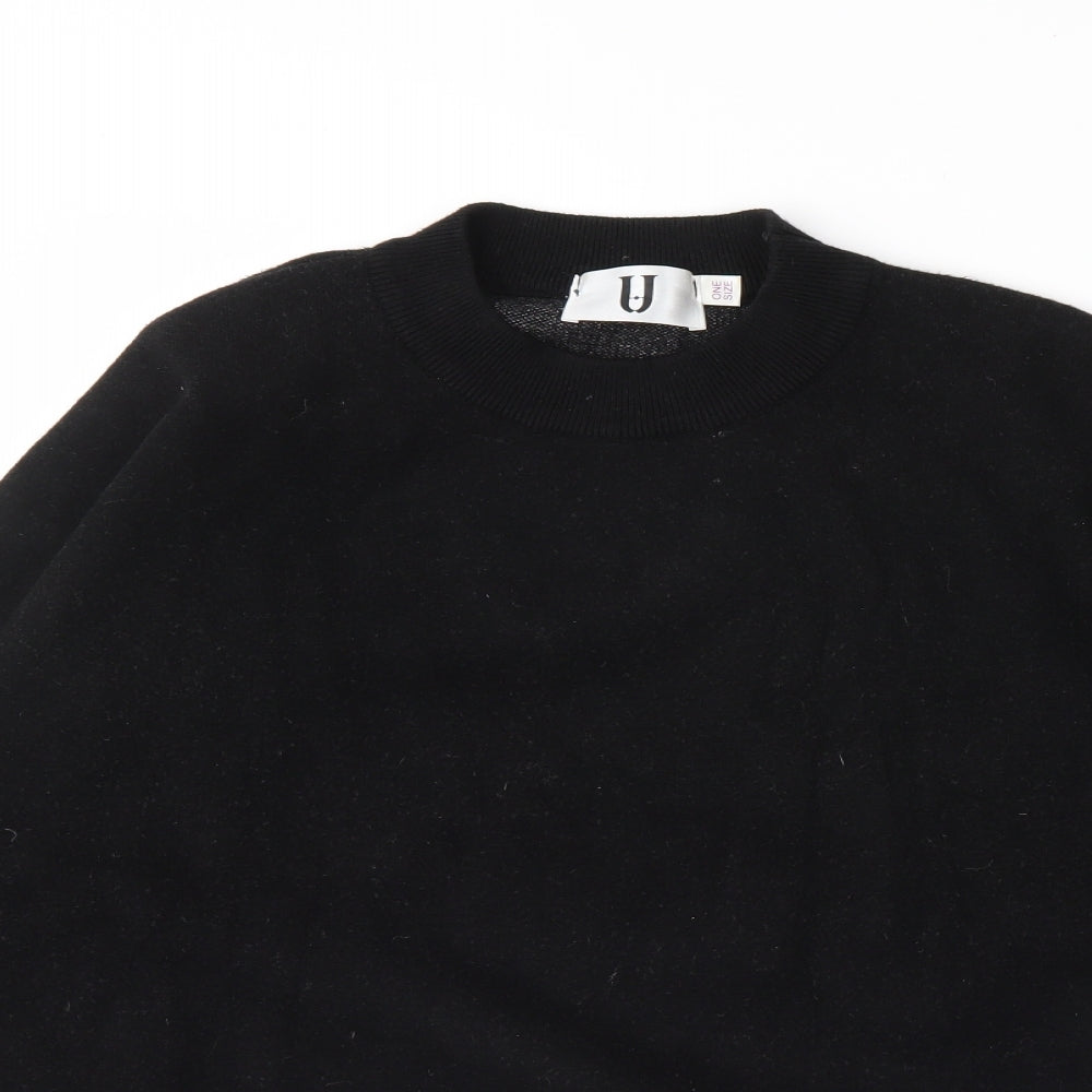 U Womens Black   Pullover Jumper One Size  - Angel wings