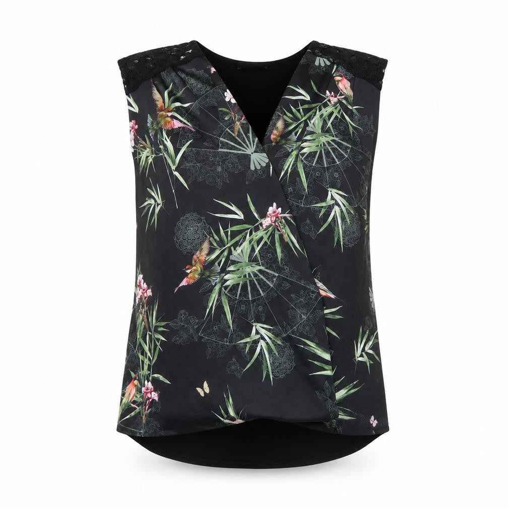 Wallis Womens Black Floral  Basic Tank Size S