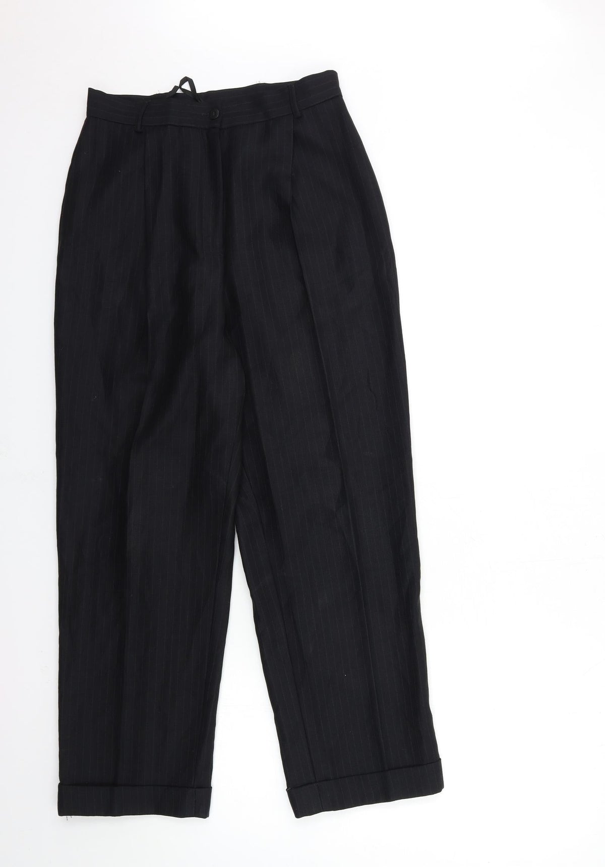 Preworn Womens Black Striped  Trousers  Size 30 in L27 in