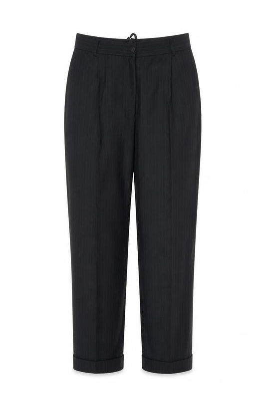 Preworn Womens Black Striped  Trousers  Size 30 in L27 in