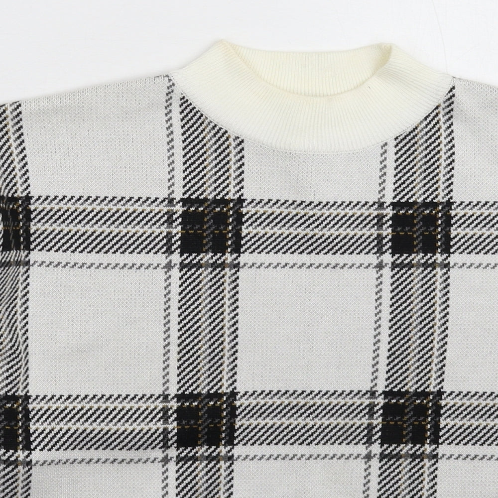 New Look Womens Multicoloured Check Knit Pullover Jumper Size M