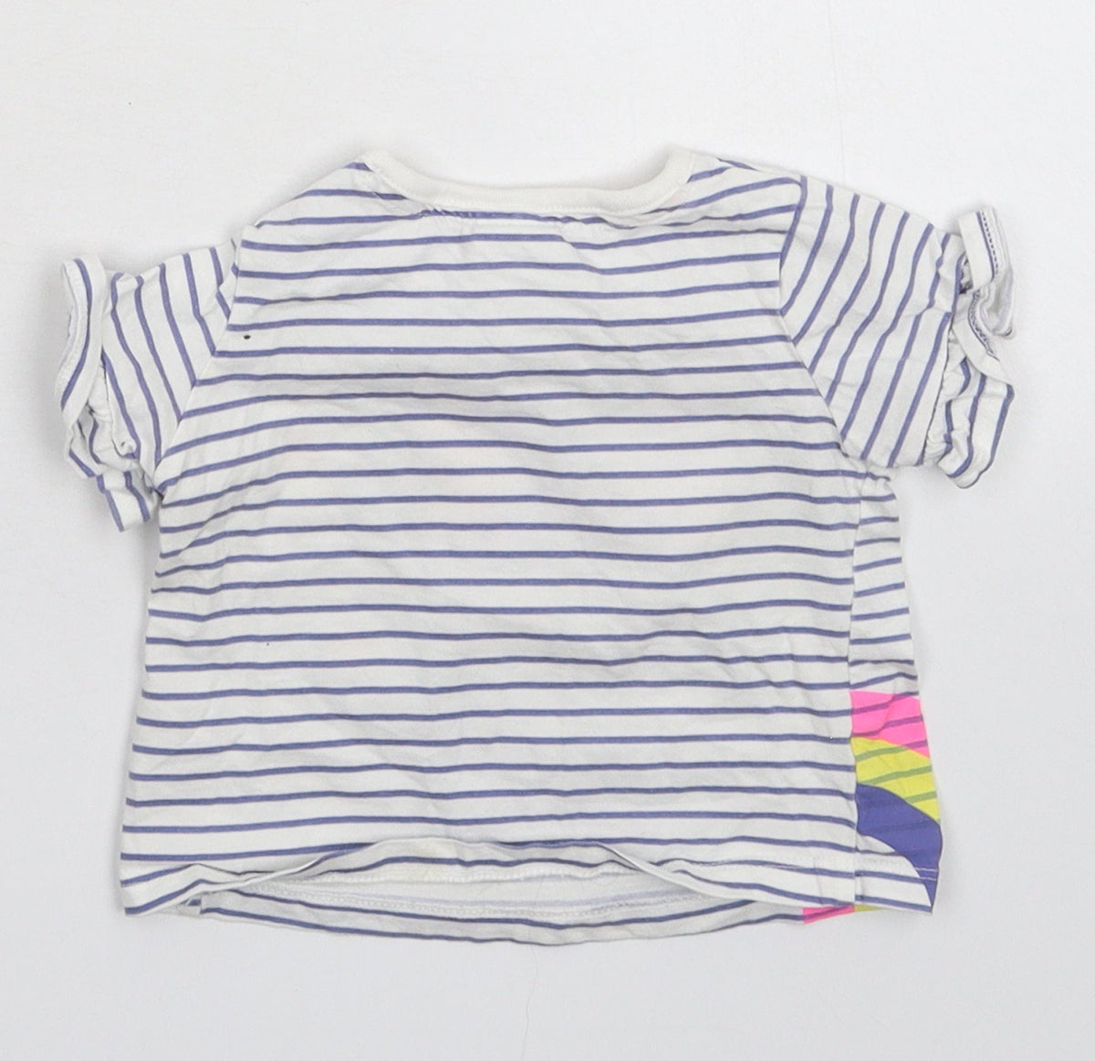 Disney Girls White Striped  Basic T-Shirt Size 9-12 Months