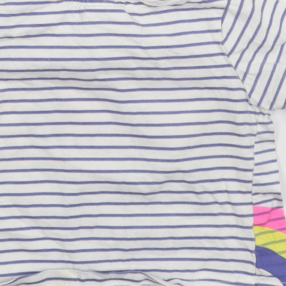 Disney Girls White Striped  Basic T-Shirt Size 9-12 Months