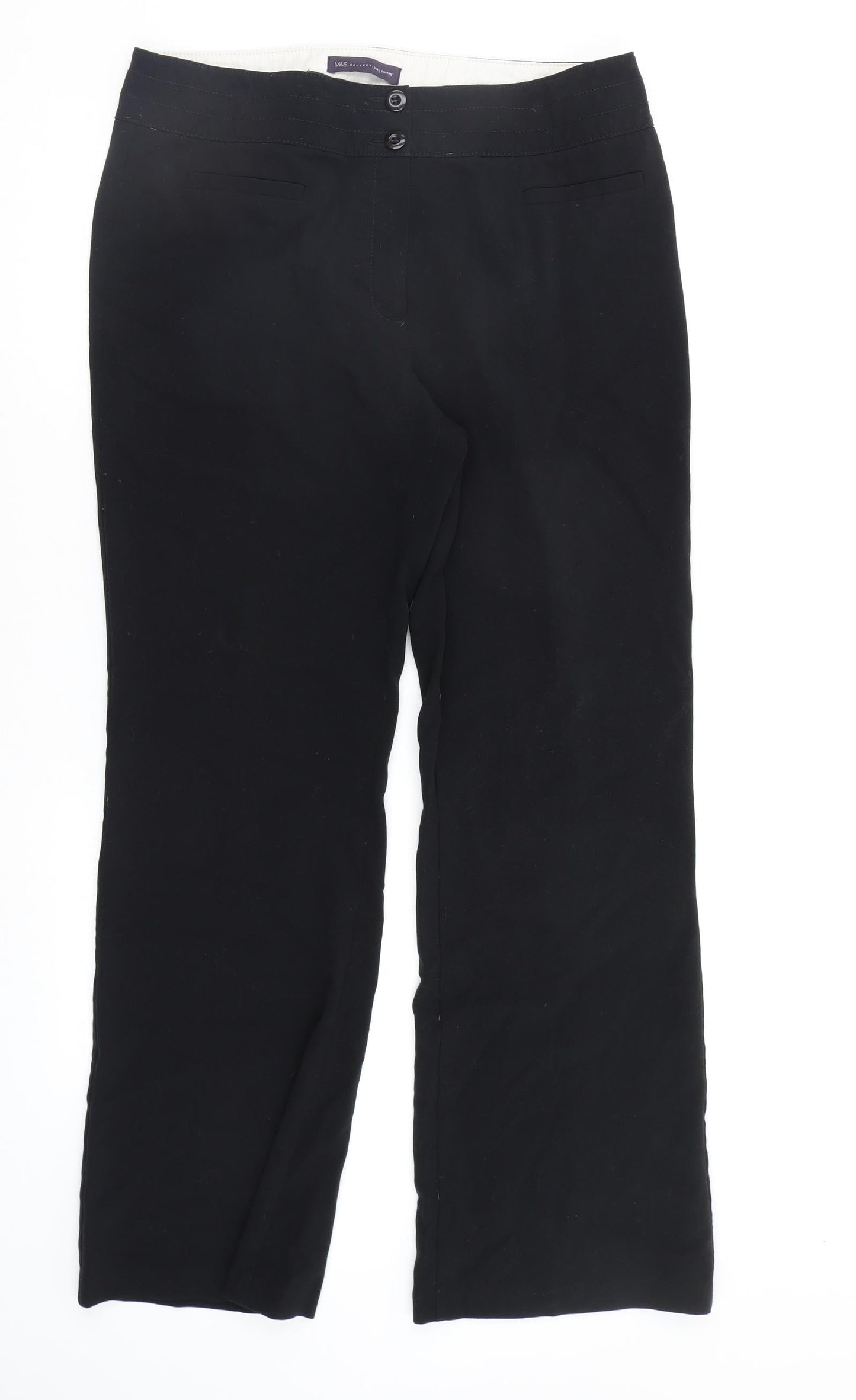 M&S Womens Black   Trousers  Size 14 L28 in