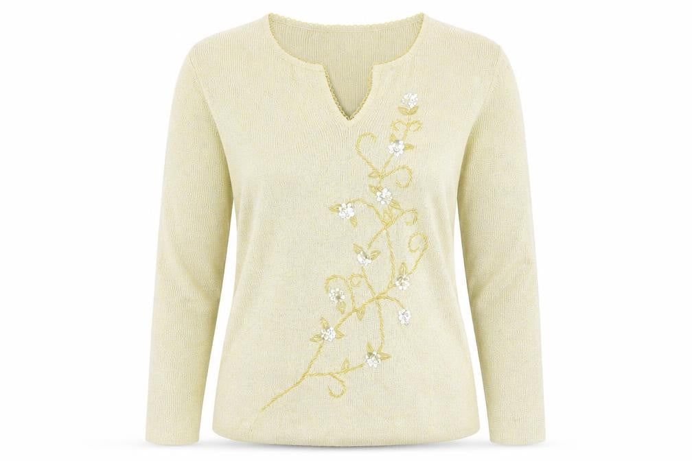 Berkertex Womens Gold Floral  Pullover Jumper Size 14
