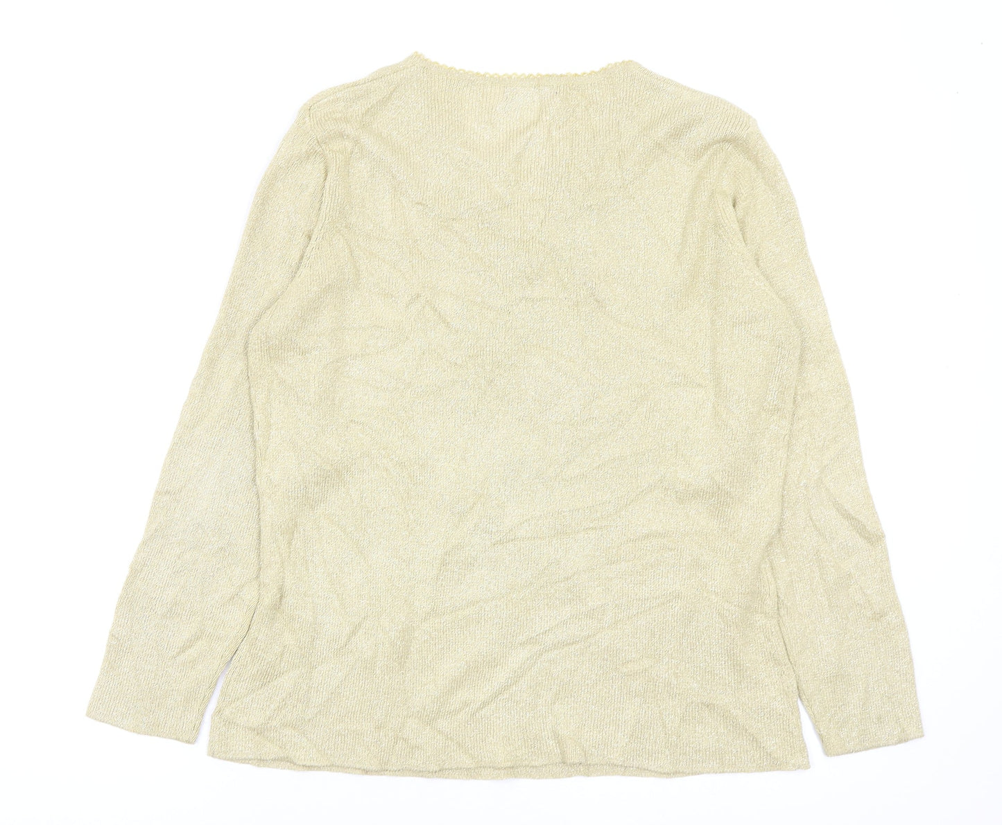 Berkertex Womens Gold Floral  Pullover Jumper Size 14