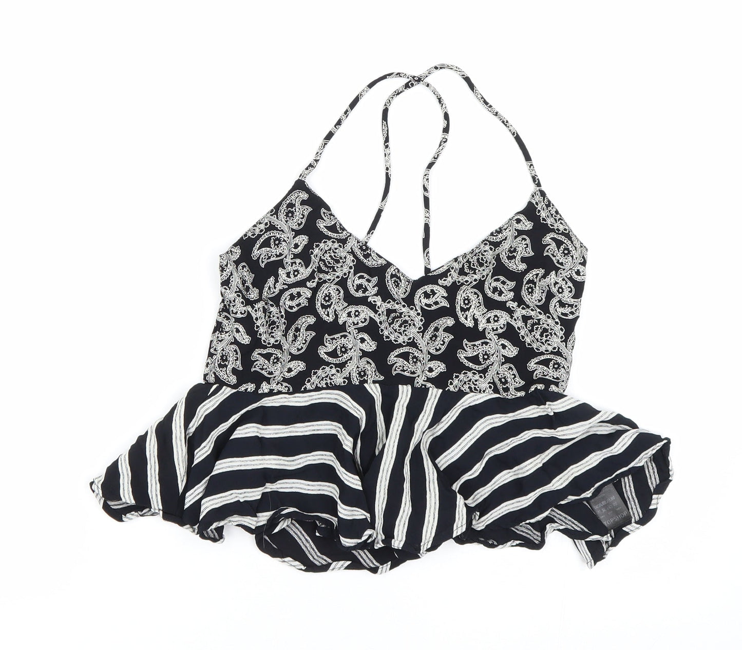 Topshop Womens Black Paisley  Cropped Tank Size 8