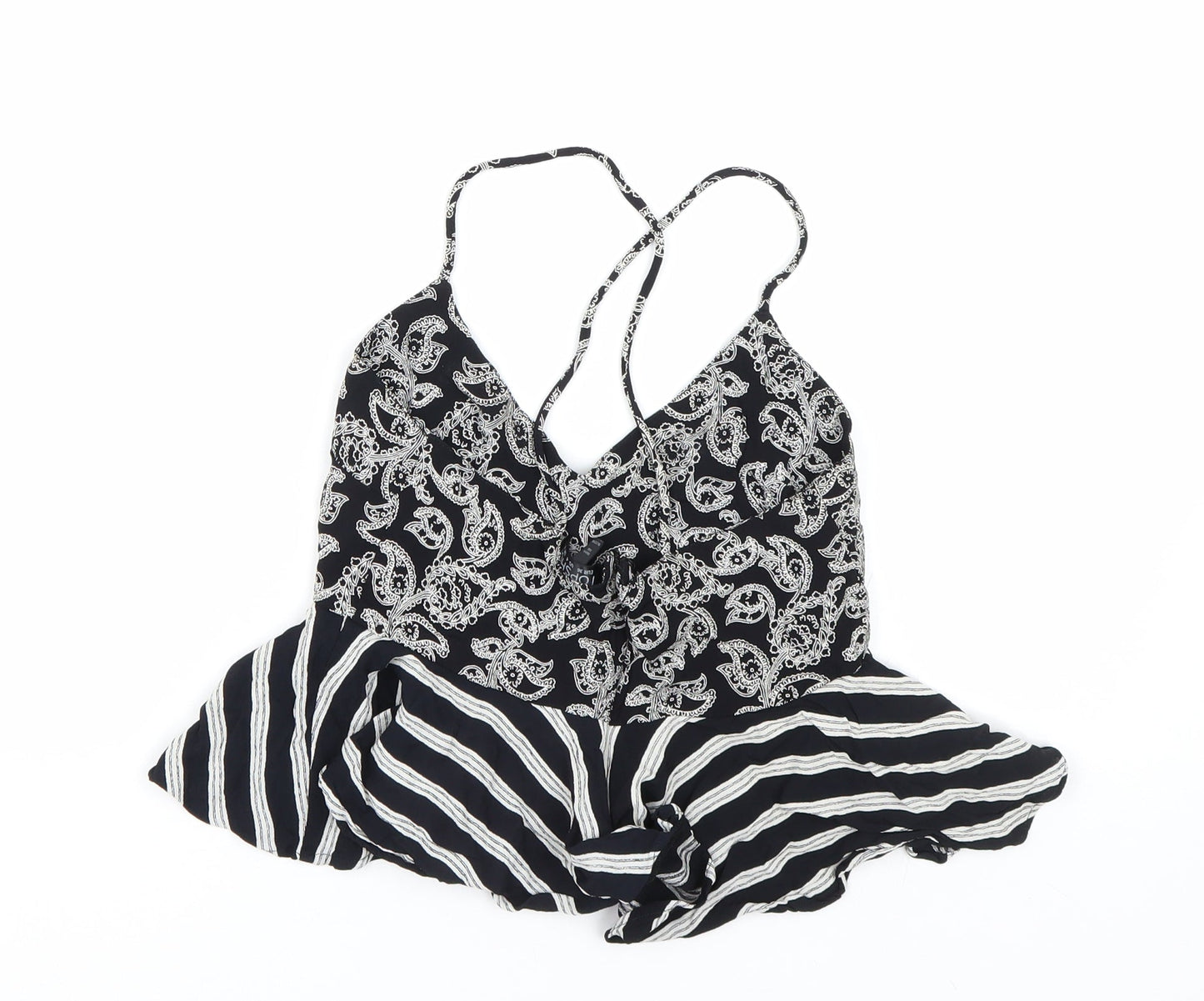 Topshop Womens Black Paisley  Cropped Tank Size 8