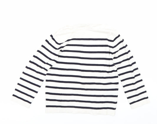 H&M Womens White Striped  Pullover Jumper Size XS