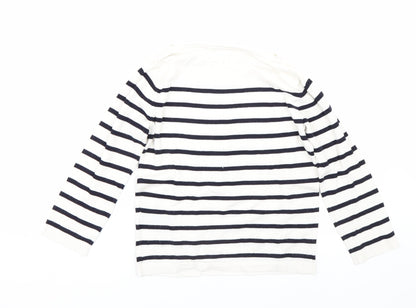 H&M Womens White Striped  Pullover Jumper Size XS
