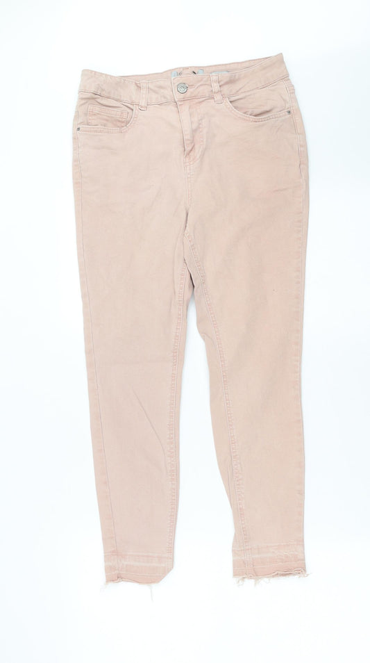 Preworn Womens Pink  Denim Skinny Jeans Size 12 L24 in - Distressed hem