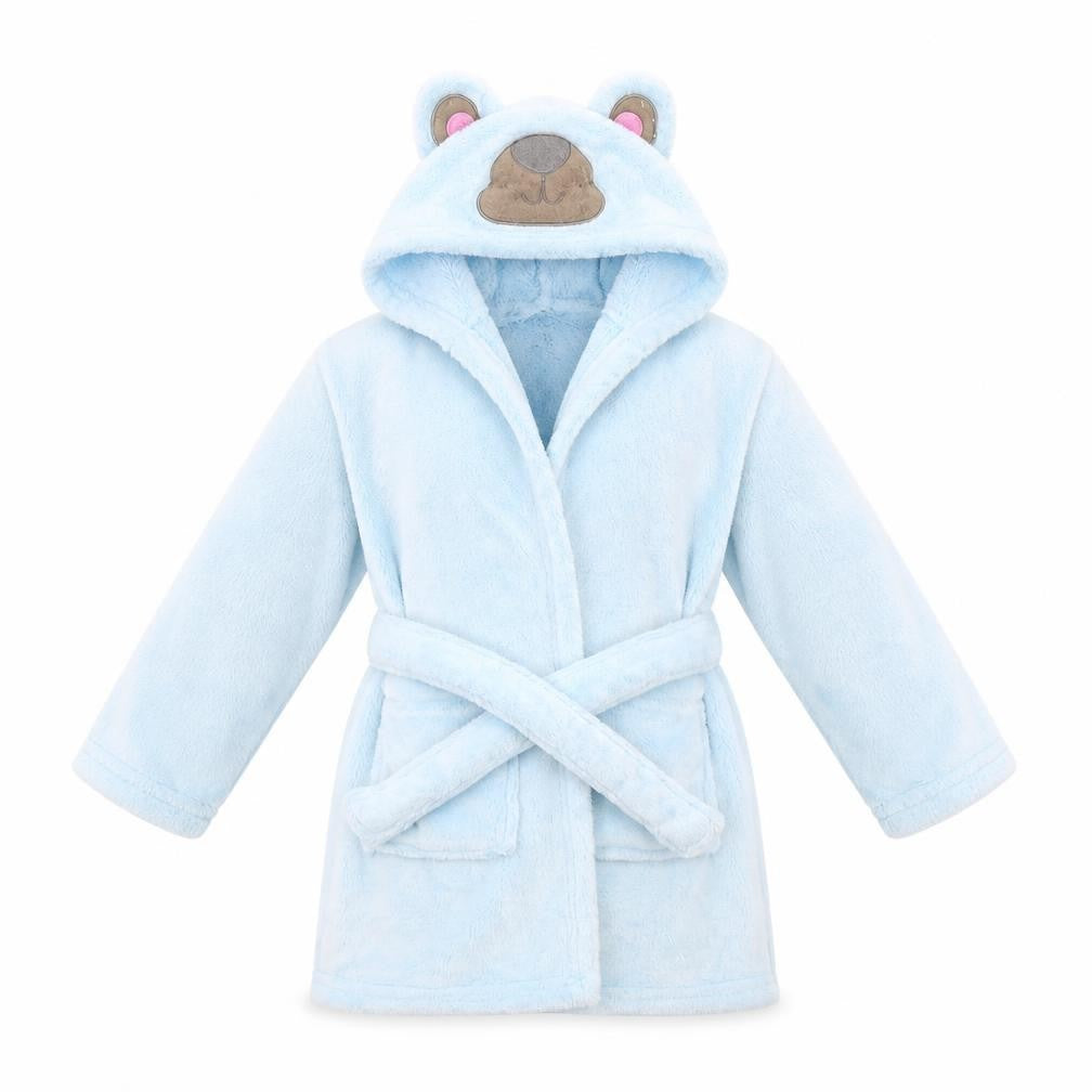 YD Boys Blue Solid Fleece  Gown Size 2-3 Years  - Bear