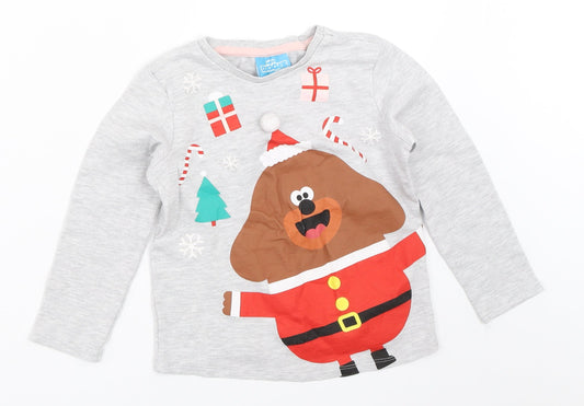 George Boys Grey Solid   Pyjama Top Size 5-6 Years  - Hey Duggee christmas