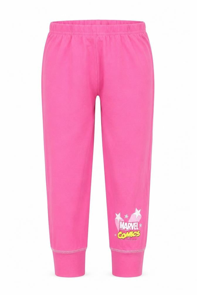 Preworn Girls Pink Solid  Top Pyjama Pants Size 5-6 Years  - marvel comics
