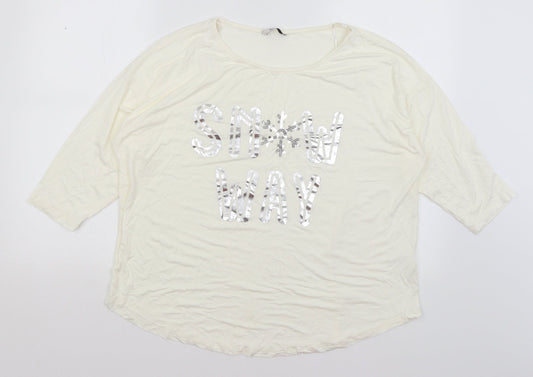 TU Womens Ivory   Basic T-Shirt Size 18  - Snow Way