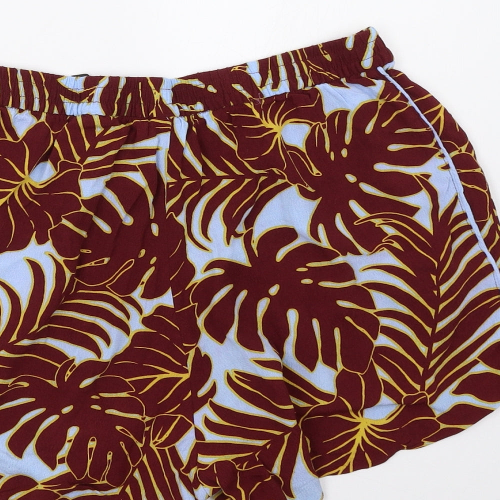 H&M Womens Red Geometric  Paperbag Shorts Size 10