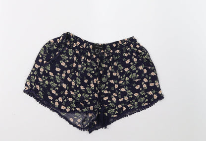 Preloved Primark Womens Blue Floral  Sweat Shorts Size 10 - Front