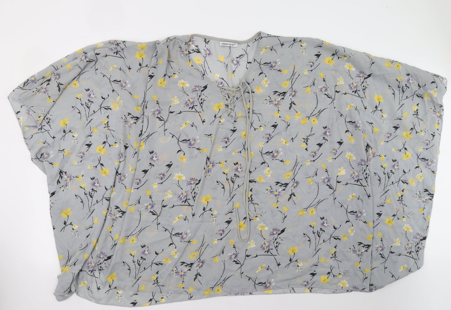 urban mist Womens Blue Floral  Wrap Blouse One Size