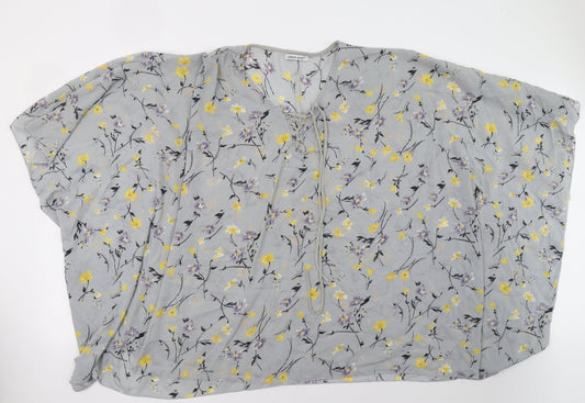 urban mist Womens Blue Floral  Wrap Blouse One Size