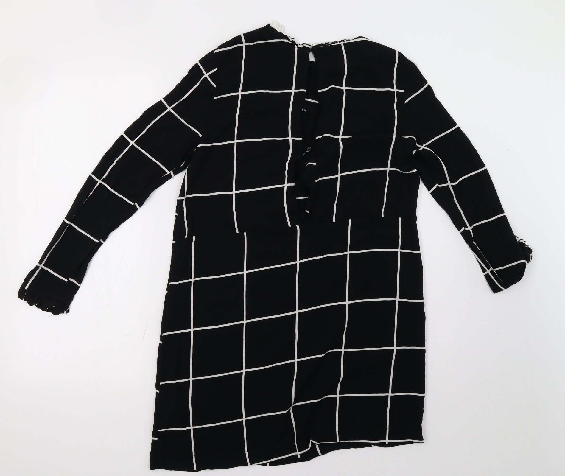 h&m black and white checkered dress H&M Women's Black and White Checkered Dress 3/4 Sleeve NWOT Size 10