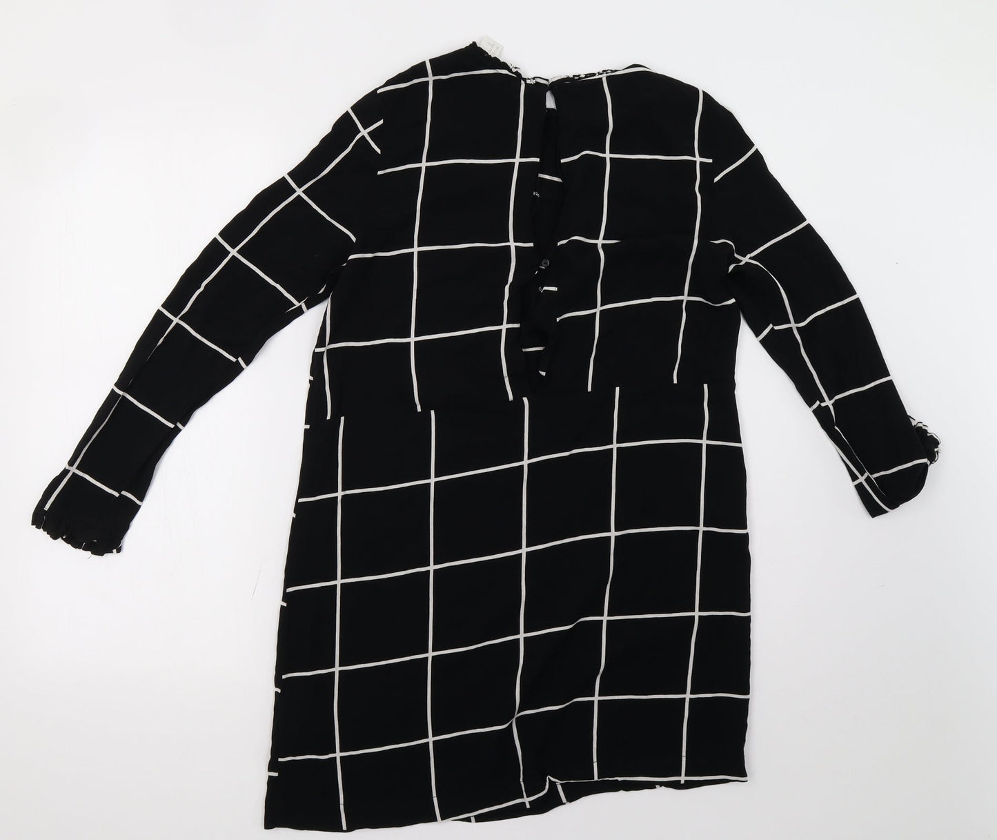 H&M Womens Black Check  A-Line  Size 10