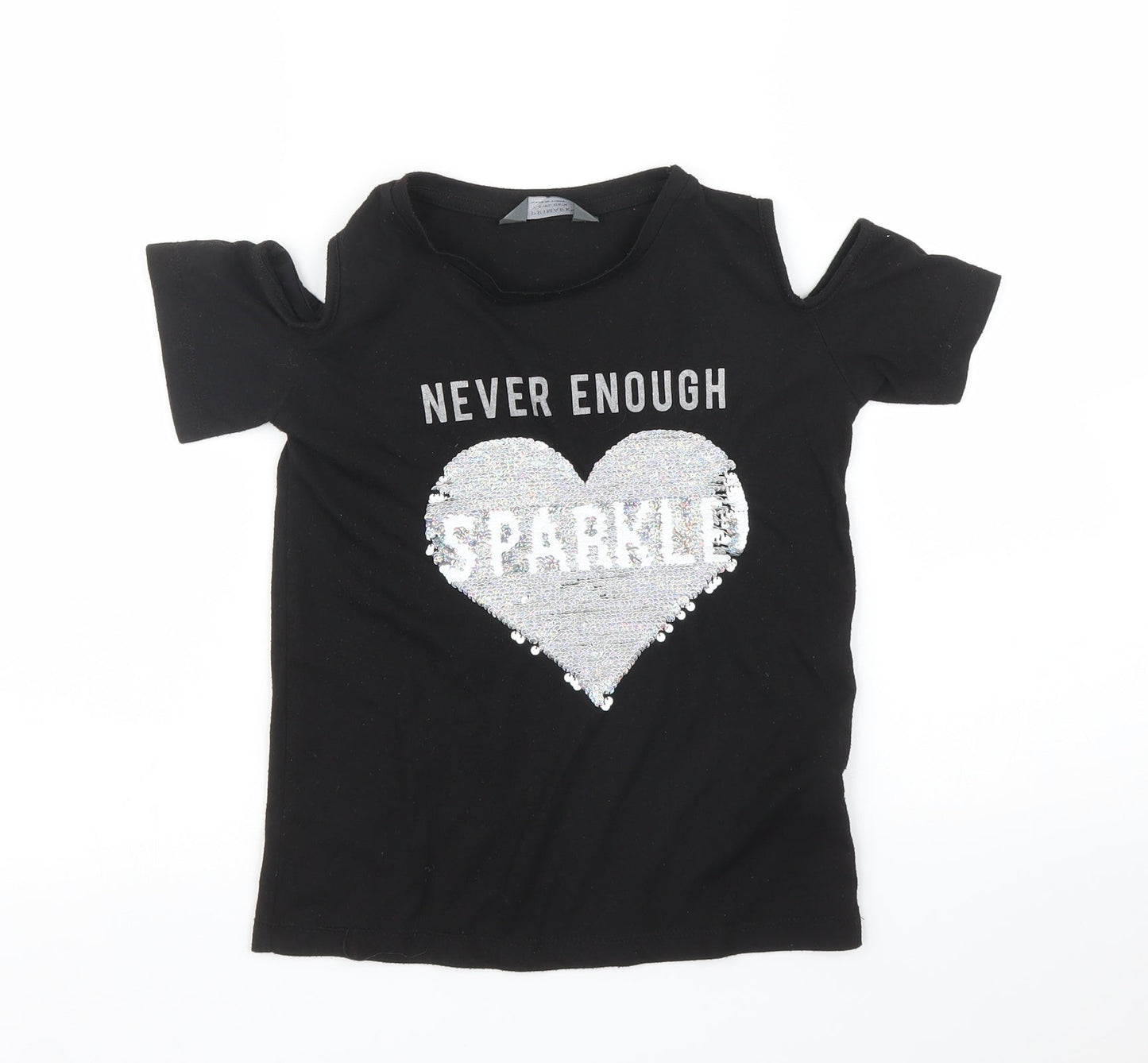 Primark Girls Black   Basic T-Shirt Size 7 Years