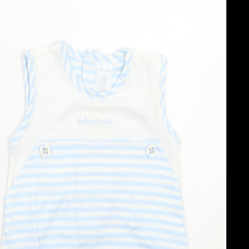 Tutto Piccolo Baby Blue Striped  Babygrow One-Piece Size 12 Months