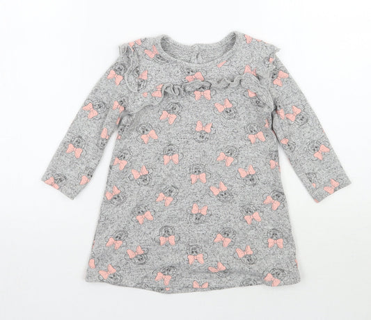 George Girls Grey Geometric  Basic T-Shirt Size 12-18 Months  - Disney