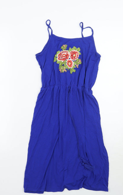 Primark Womens Blue Floral  A-Line  Size 8