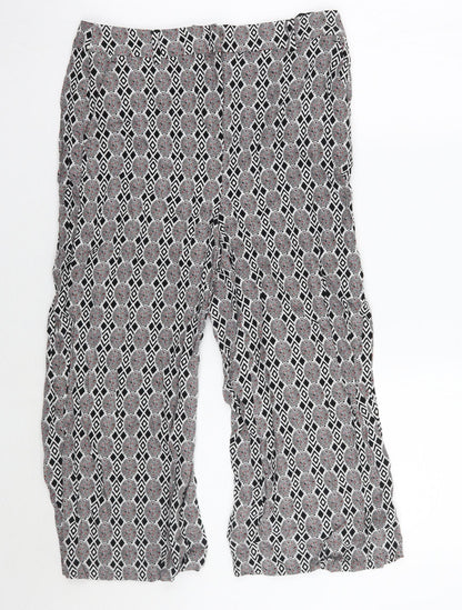 Next Womens White Geometric  Cropped Trousers Size 10 L20 in