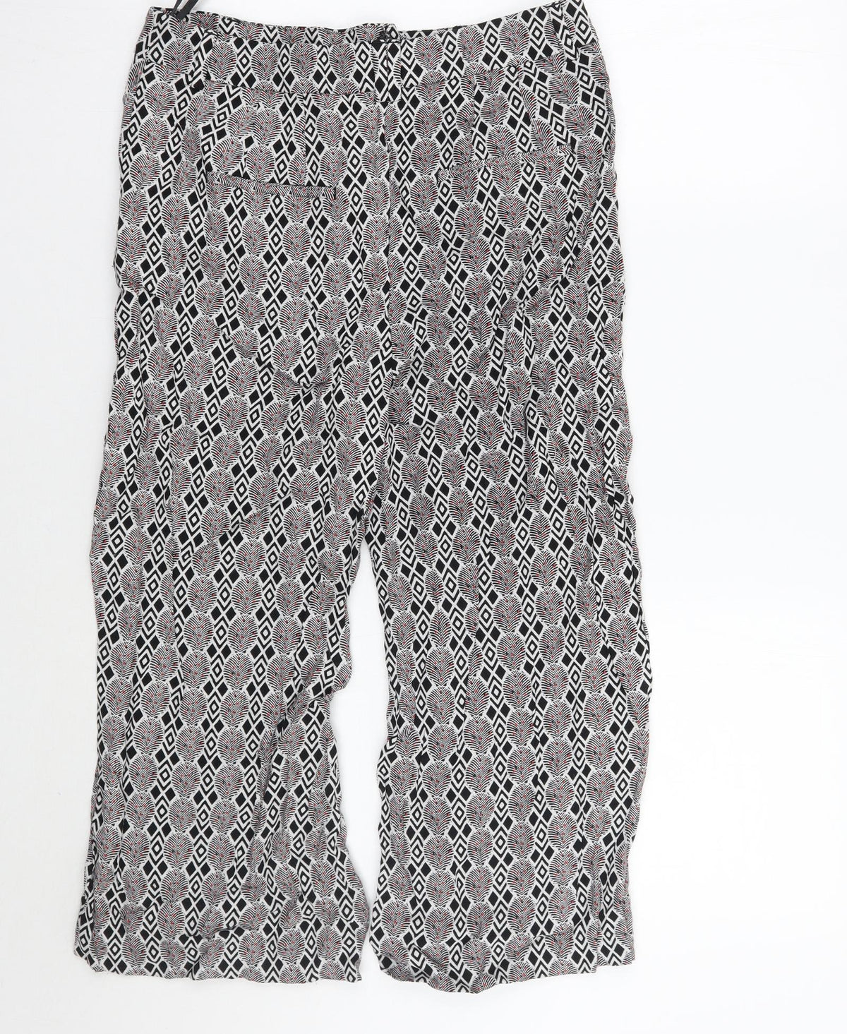 Next Womens White Geometric  Cropped Trousers Size 10 L20 in