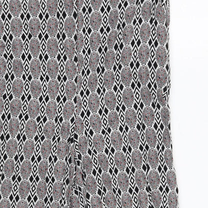 Next Womens White Geometric  Cropped Trousers Size 10 L20 in