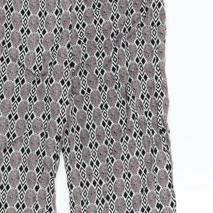Next Womens White Geometric  Cropped Trousers Size 10 L20 in