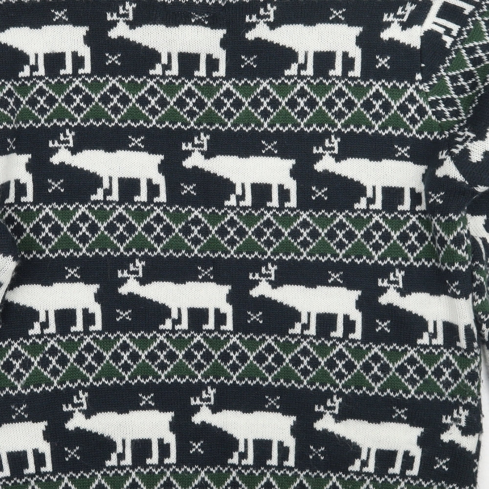 Preworn Mens Green Fair Isle  Pullover Jumper Size XL