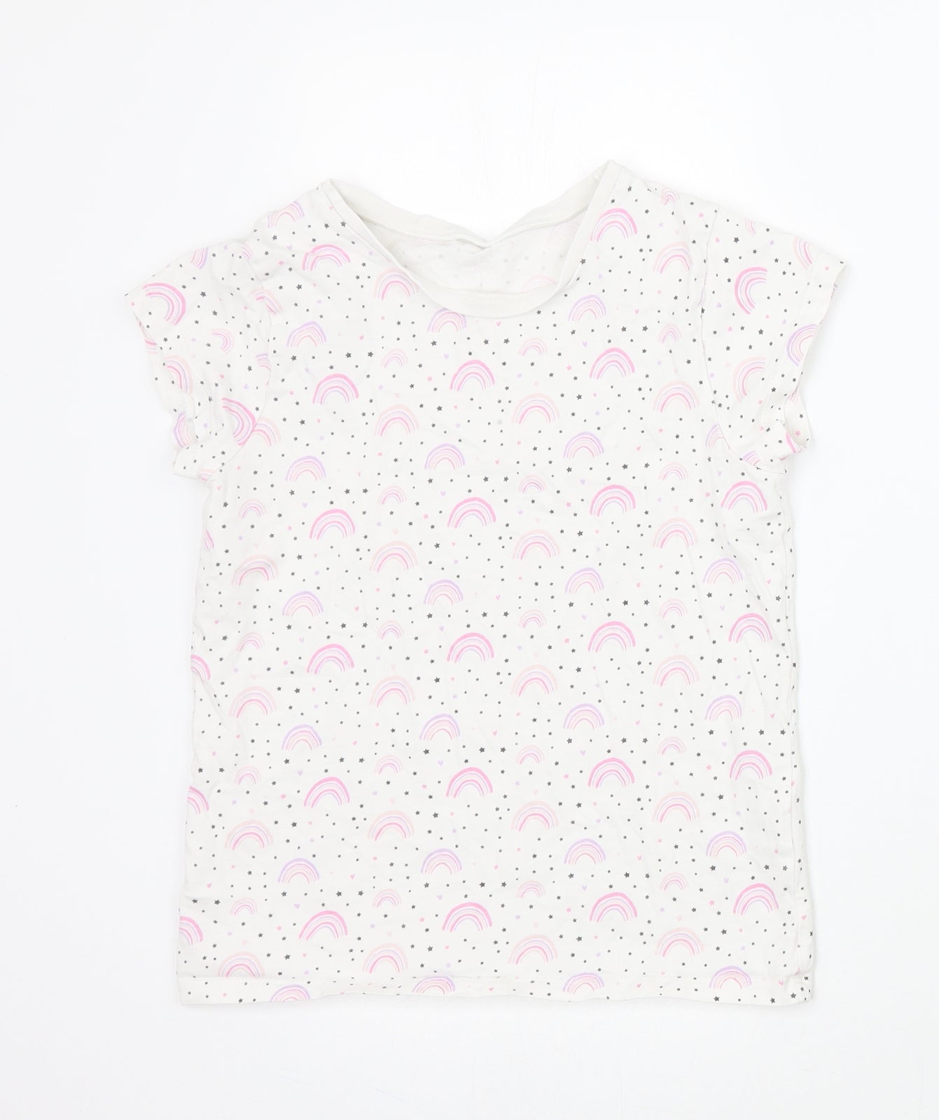 George Girls White Geometric  Top Pyjama Set Size 9-10 Years