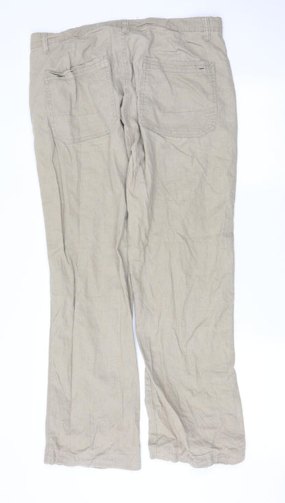 Denim & Co. Womens Beige   Trousers  Size 36 L32 in