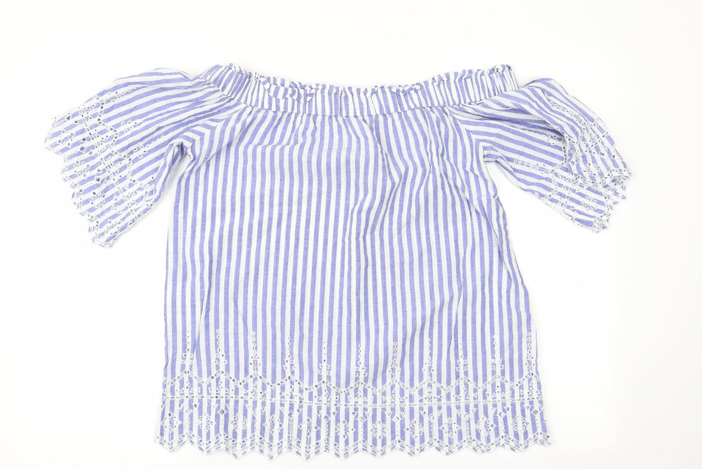 H&M Womens Blue Striped  Basic Blouse Size 10