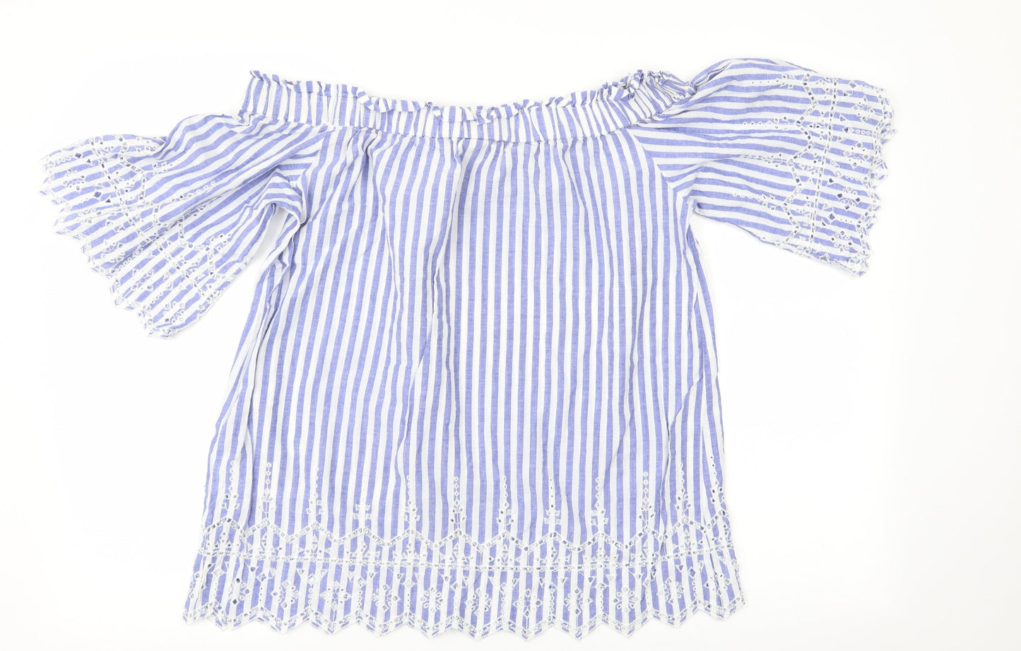 H&M Womens Blue Striped  Basic Blouse Size 10