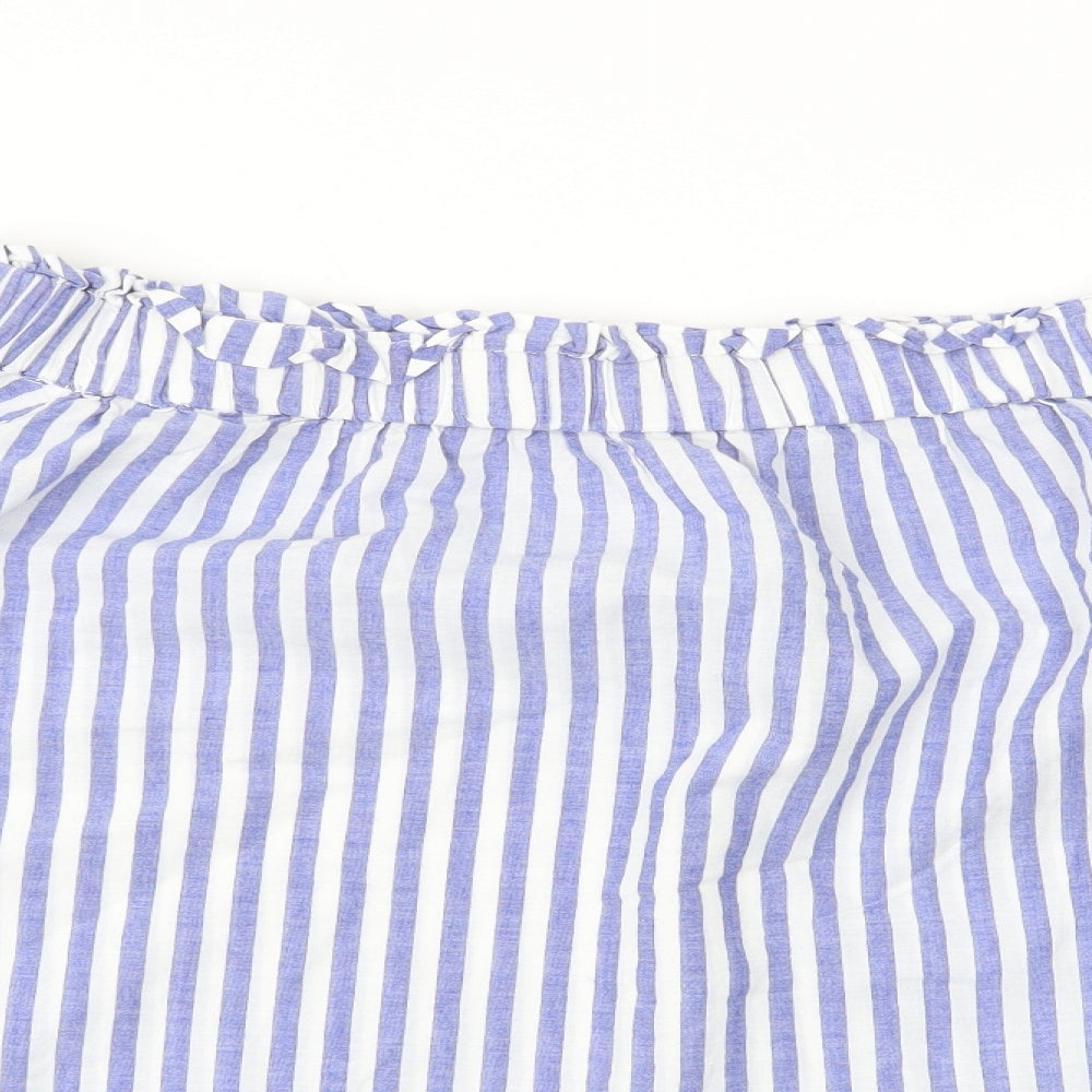 H&M Womens Blue Striped  Basic Blouse Size 10