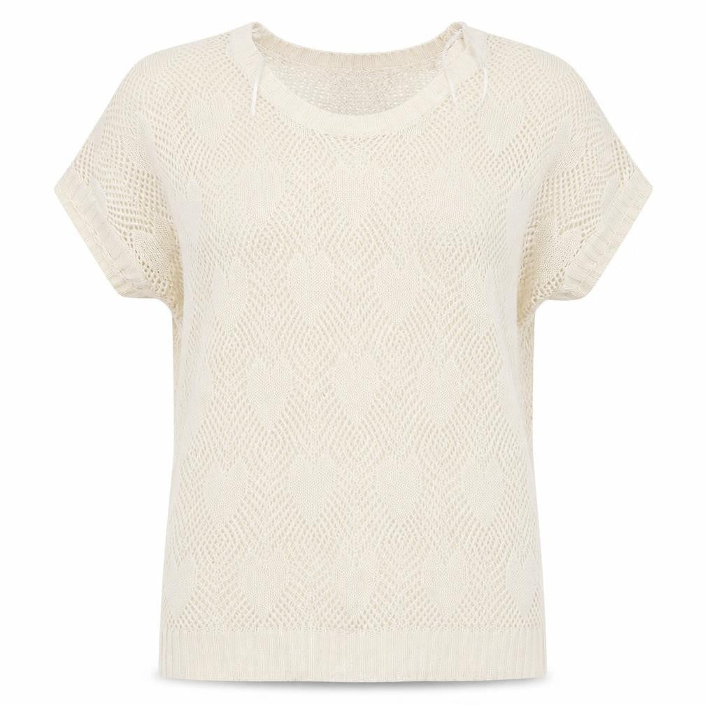 George Womens Ivory   Tunic Jumper Size 14  - Open knit heart pattern