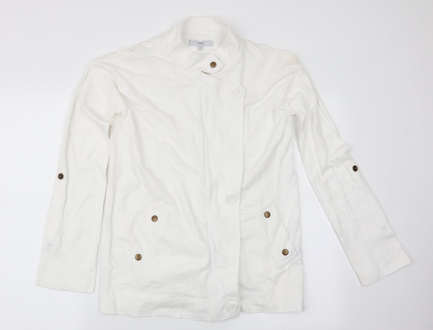 NEXT Womens White   Jacket Coat Size 10  - roll up sleeve