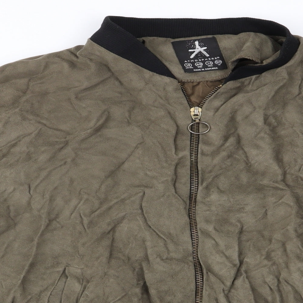 Atmosphere Womens Green   Bomber Jacket Coat Size 18  - Suede Effect