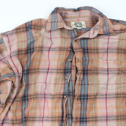 Natif Mens Orange Check   Button-Up Size M