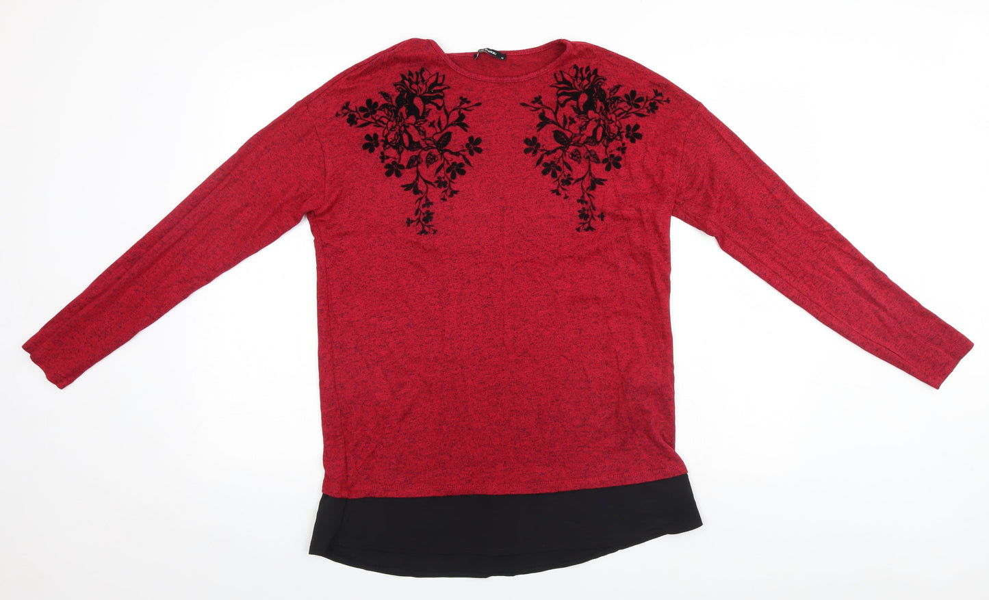 LC Waikiki Womens Red Floral  Basic T-Shirt Size M