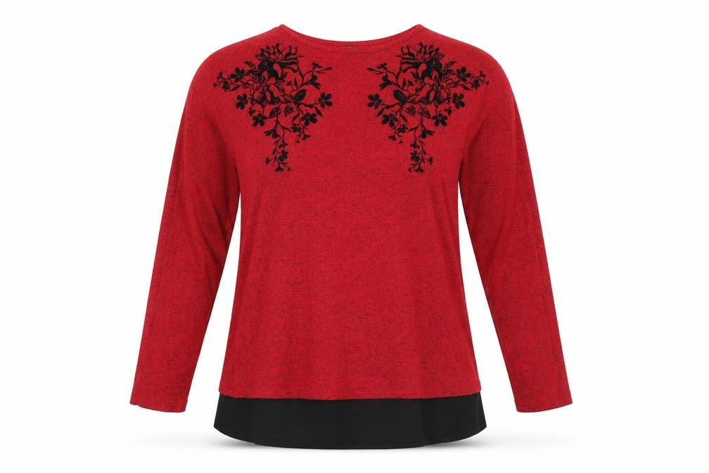 LC Waikiki Womens Red Floral  Basic T-Shirt Size M