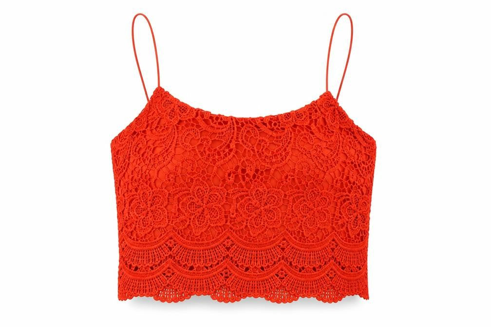Diffuse Womens Red Floral  Cropped Tank Size 12